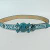 Versatile Male Female Skull Rivet Waist Belt with Rhinestone Buckle Adjustable
