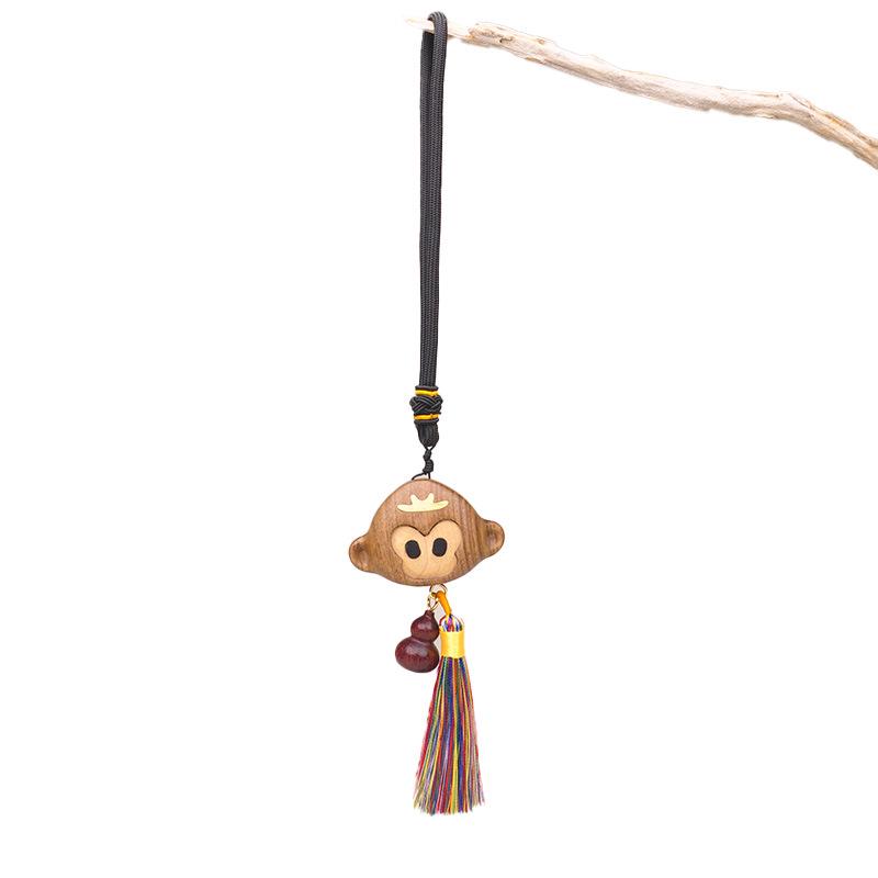 Portachiavi con Ciondolo Orso e Gatto in Legno - Carino Ornamento Senza Volto per Borse e Telefoni