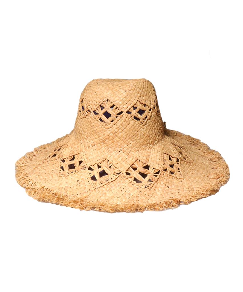 Elkebeullum Sun Flower Wide Beige Raffia Hat