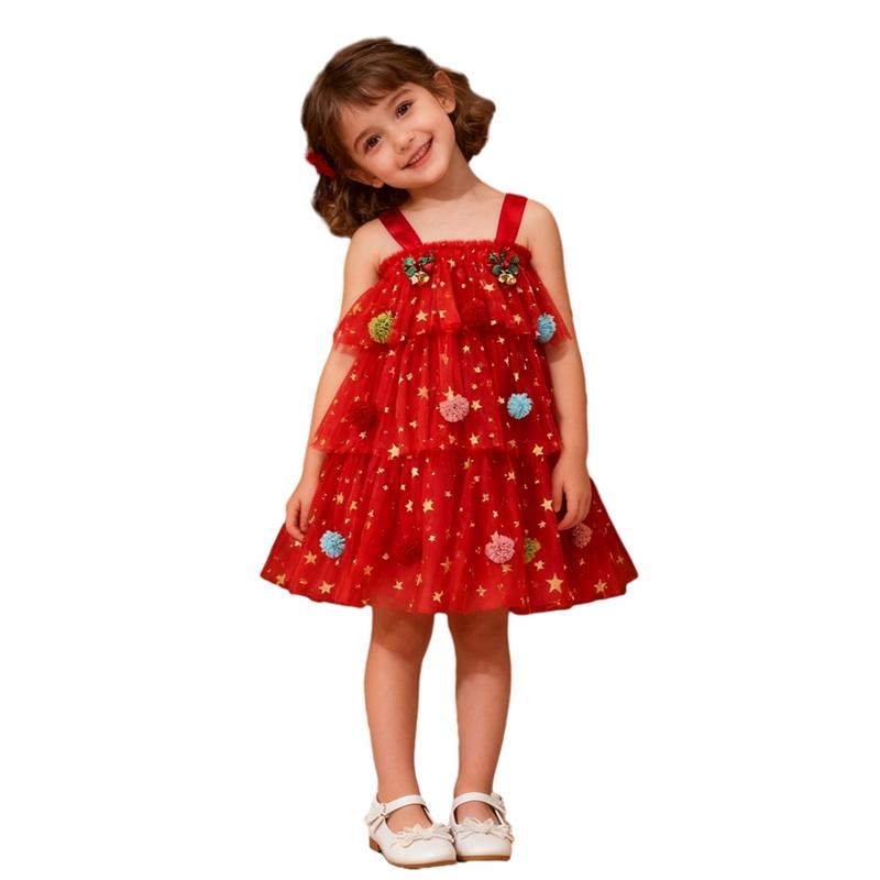 

1-7 Years Kids Girls Cute Strap Mesh Dress Tutu Dress 110