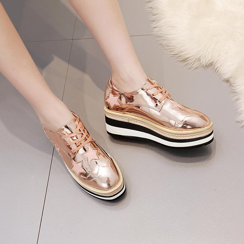 Versatile 2025 Autumn Waterproof Table Lace-up Single Shoes  Shoes Thin Thick-soled Muffin Bottom British College Style HZB-1813