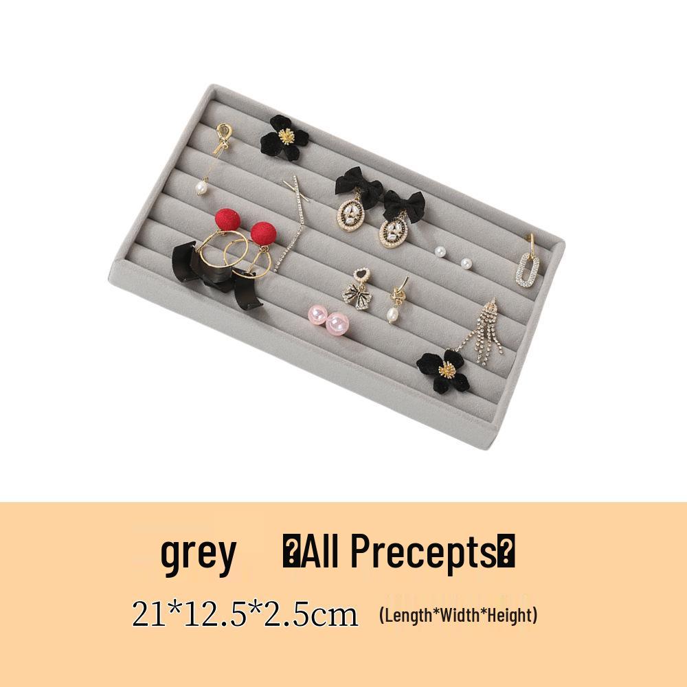 Samt Schmuckschatulle mit Schublade: Graues Multifunktionstablett für Halsketten & Ringe