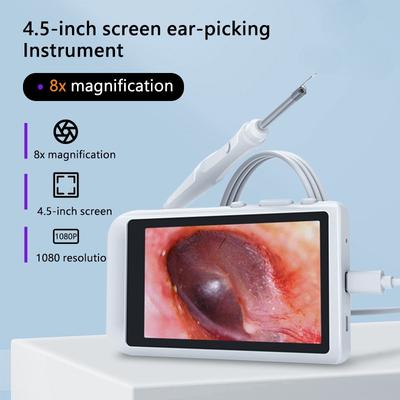 4,5-tums skärm öronplockningsinstrument 3,9/3,2 mm digitalt otoskopiendoskop HD LCD-skärm öronskop rengörande öronvaxkameror