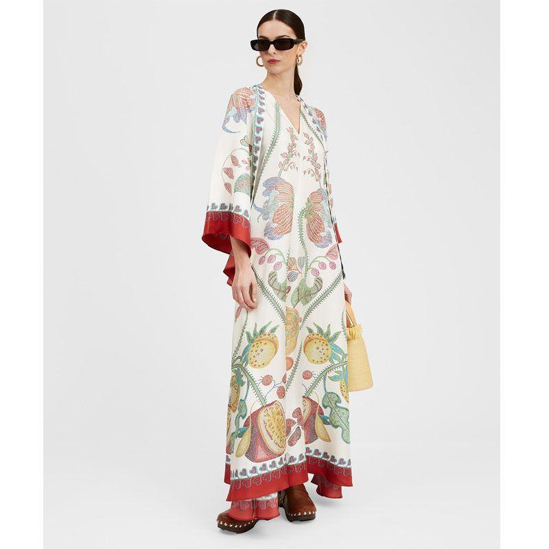 Middle East Independent Station Amazon European and American New Summer Print Three-Quarter Sleeve Stand Collar Double-sided Wear Jumpsuit DRESS