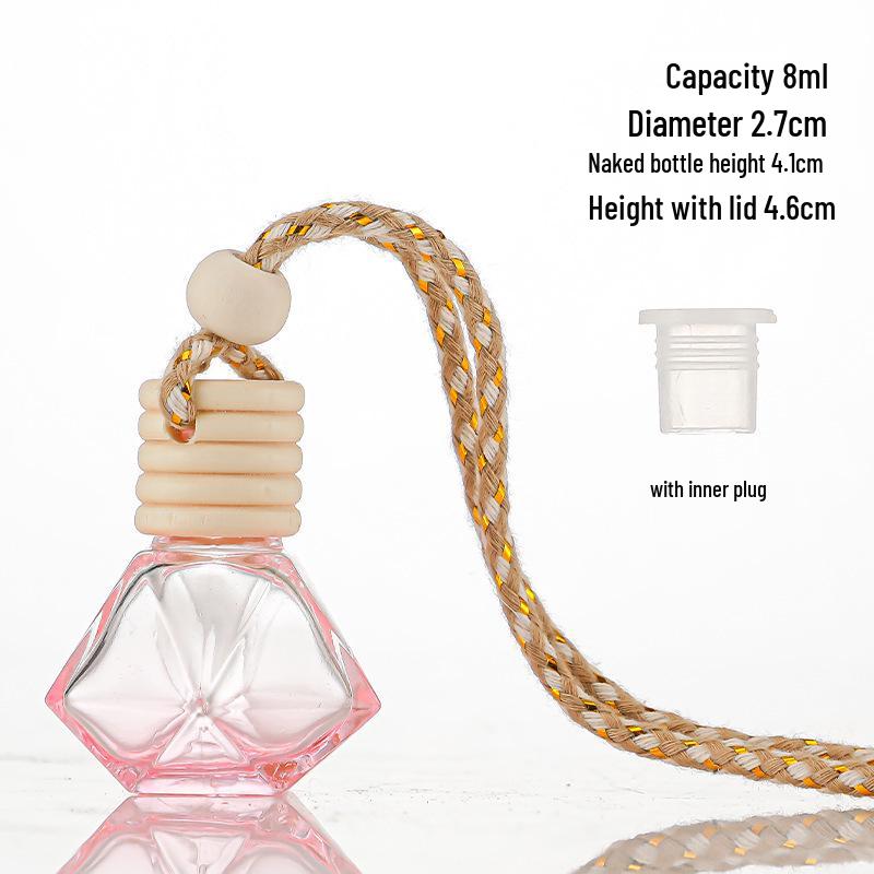 Gradient Car Air Freshener Glass Pendant, Transparent Aroma Diffuser Bottle, Empty for Fragrance 
