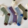 French Floral Vintage Mid-Calf Socks Flower Embossment Kawaii Socks Women Japanese Fashion Harajuku Retro Streetwear Long Socks