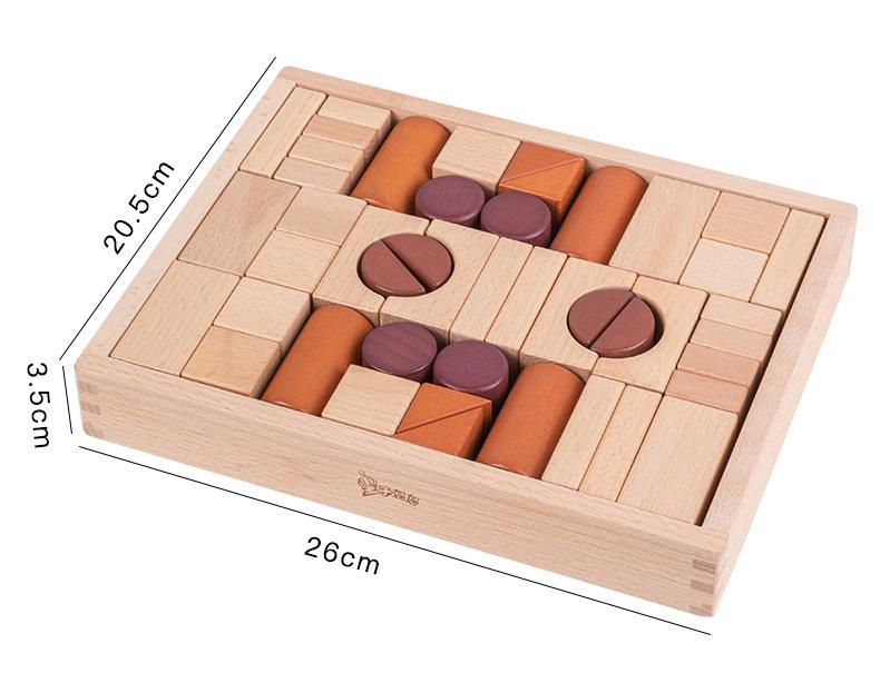 Large Raw Wood Building Blocks for Early Education and Cognitive Development - Red Sandalwood & Beech - Ideal for Kindergarten