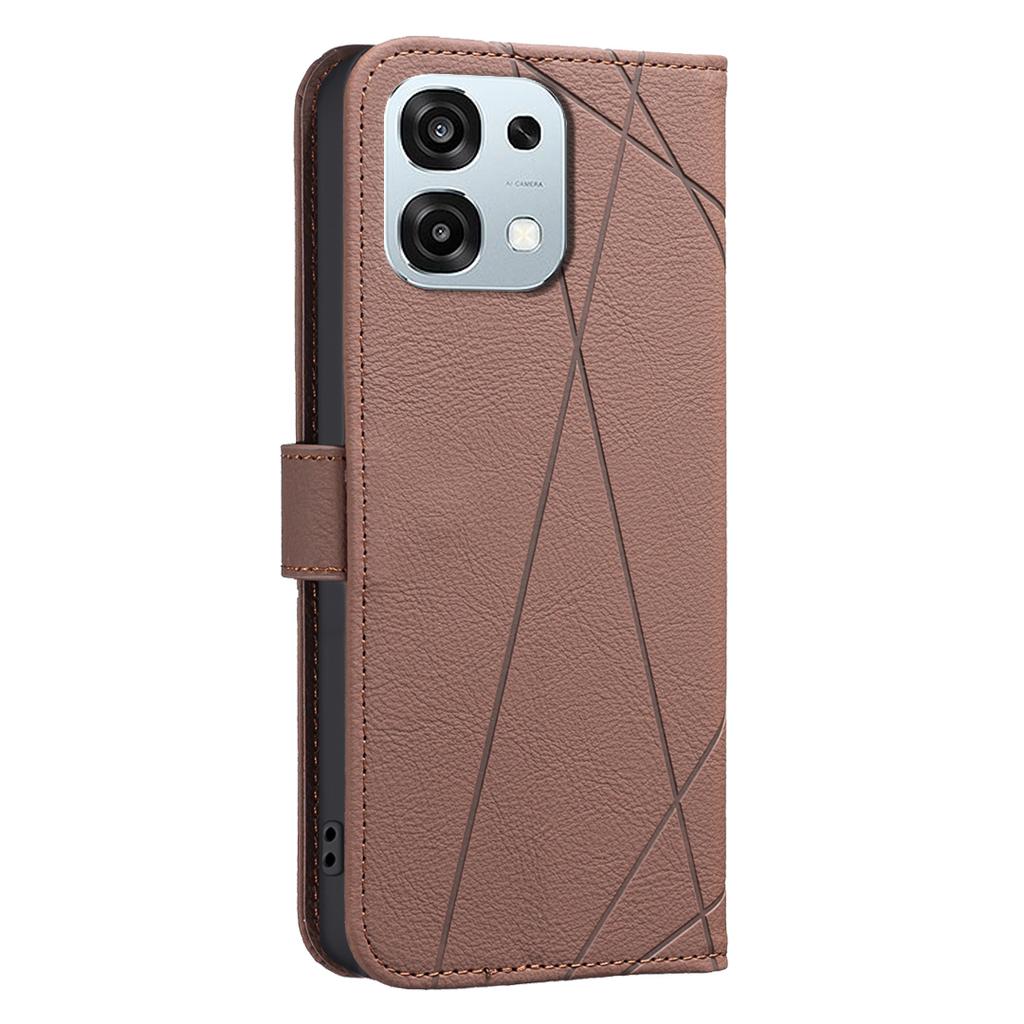 For Oppo A6 Pro 5G Case BINFEN COLOR BF35 Geometry Imprinted Leather Phone Cover RFID Blocking Wallet Stand