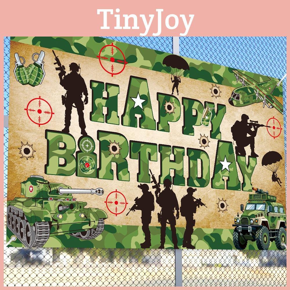 Militär-Themen-Geburtstagshintergrund mit Tarnstoff für Partydekorationen und Eventaufbau