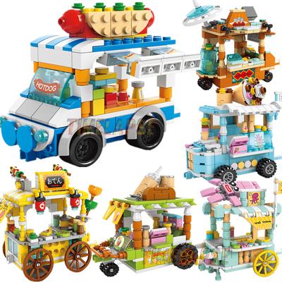 DIY Architecture Ice Cream Car Store Street View Food Building Blocks Kit Girls Bricks Classic Movie Model Kid Toys For Children