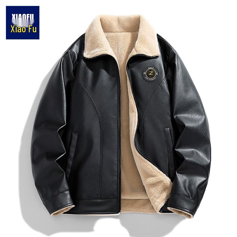 

Men s Faux Fur Lined Motorcycle Leather Jacket L