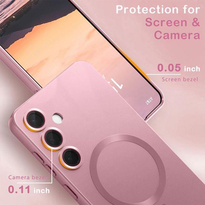 Coque de Protection - BOOLING - Samsung Galaxy A17 5G/4G - Silicone avec Cercle Magnétique Rose - 2 Vitres