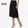 Women's Knee Length Skirt Summer Casual High Waisted Flared A-Line Skirt Stretchy Simple Foldover Midi Skirt