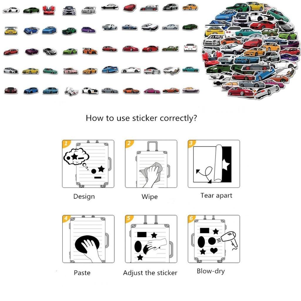 Collectible Cartoon Car Sticker Set Colorful And Durable Decals For Vehicles And Travel Gear Pack Of 100