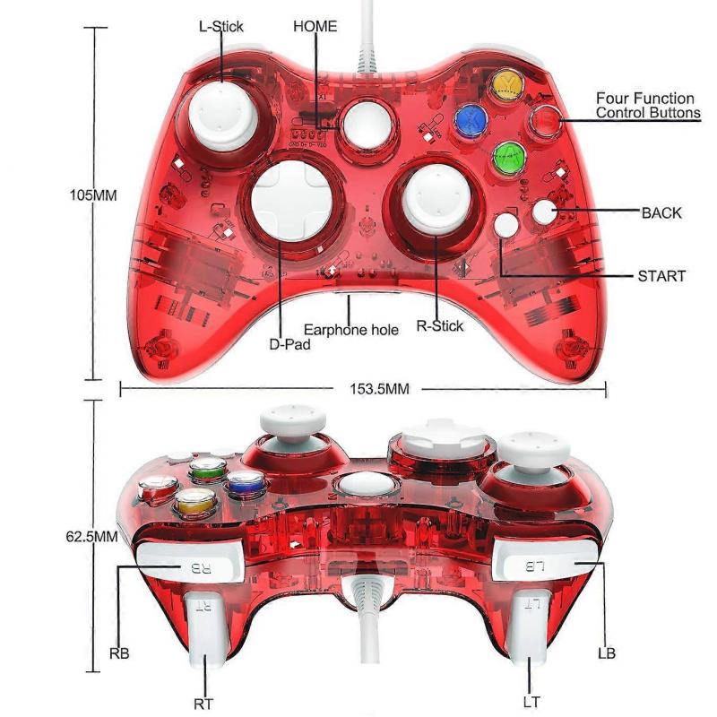 USB Wired Gaming Controller Joypad Gamepad for Microsoft Xbox 360 (Red)