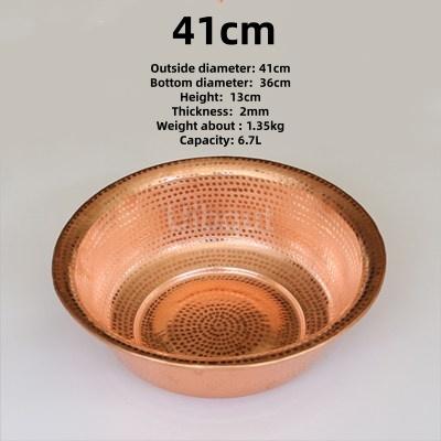 Elegant Handmade big Copper Basin Pure Thick Copper Pot Upscale Decorative Gift for Luxury Wash Basket round deep Cleaning basin