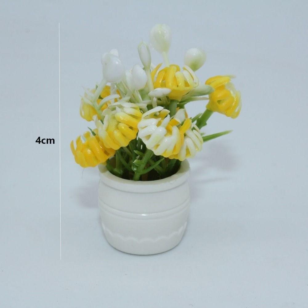 4cm/1.1*5cm Plastic Simulation Vase Green Plant Potted Vase Miniature Dollhouse Decorations