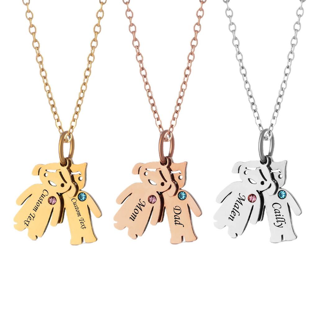 Collana con Ciondolo Personalizzato Ragazzo Ragazza Per Donne Acciaio Inossidabile Charms Personalizzati Gioielli Regalo
