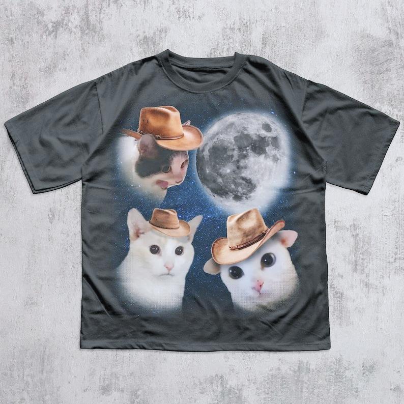 Funny Y2k Silly Cats Print Cotton Tshirt 90s Retro Kitten Vintage Graphic Tee Gift For Cat Lovers Meme Tshirt Men Women Tops