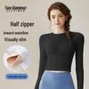 Xue Qiman Women's Half-Zip Long Sleeve Yoga & Fitness Top with Built-in Bra
