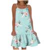 Women's Round Neck Strap Sleeveless Printed Dress Short A-line Large Swing Dress