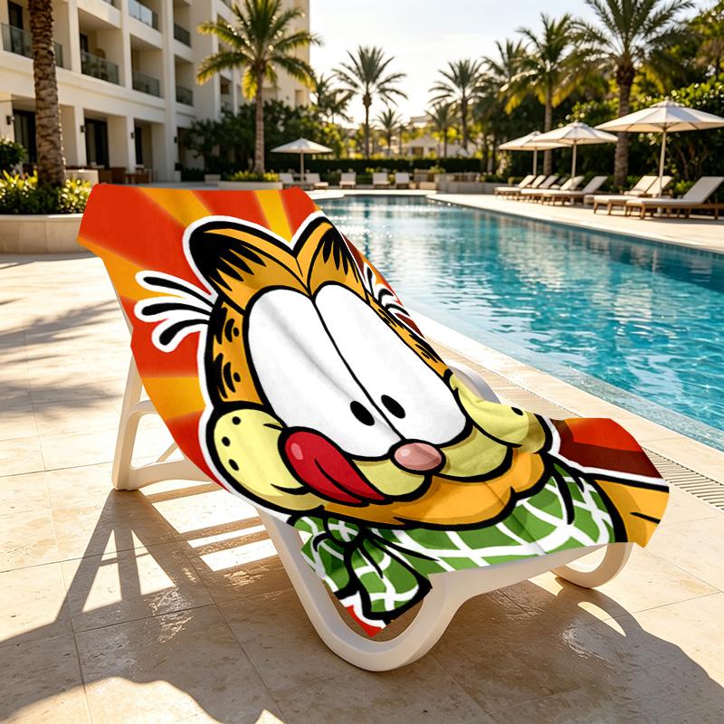 Garfield Print Beach Towel Design, Soft, Lightweight. for Home Bathroom, Spa, Pool, Yoga, Surfing, Camping, Gift for Family, Friend