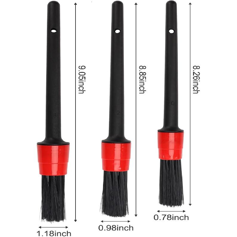 Auto Car Detailing Brush Set Car Interior Cleaning Kit Includes 3 Boar Hair Detail Brush,3 Wire Brush, 3 Air Vent Brush For Cleaning Car Interior