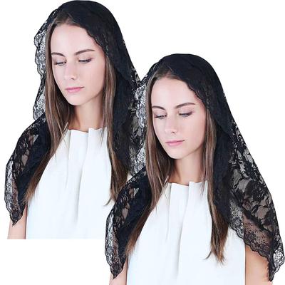 Zwarte Sluier Kant Mantilla Katholieke Kerk Kapelsluier Hoofdbedekking Latijnse Mis