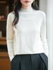 Women's Seamless Half-Openwork Knit Sweater - 2025 Autumn/Winter Collection, One-Piece Base Layer with Half-High Collar