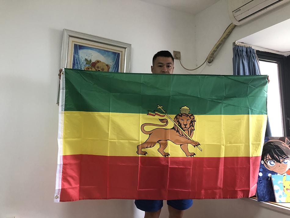 SKY FLAG Bandiera dell'Etiopia 90x150cm Poliestere di Alta Qualità da Appendere Leone di Giuda Leone Etiope di Giuda Bandiera per Decorazione Domestica