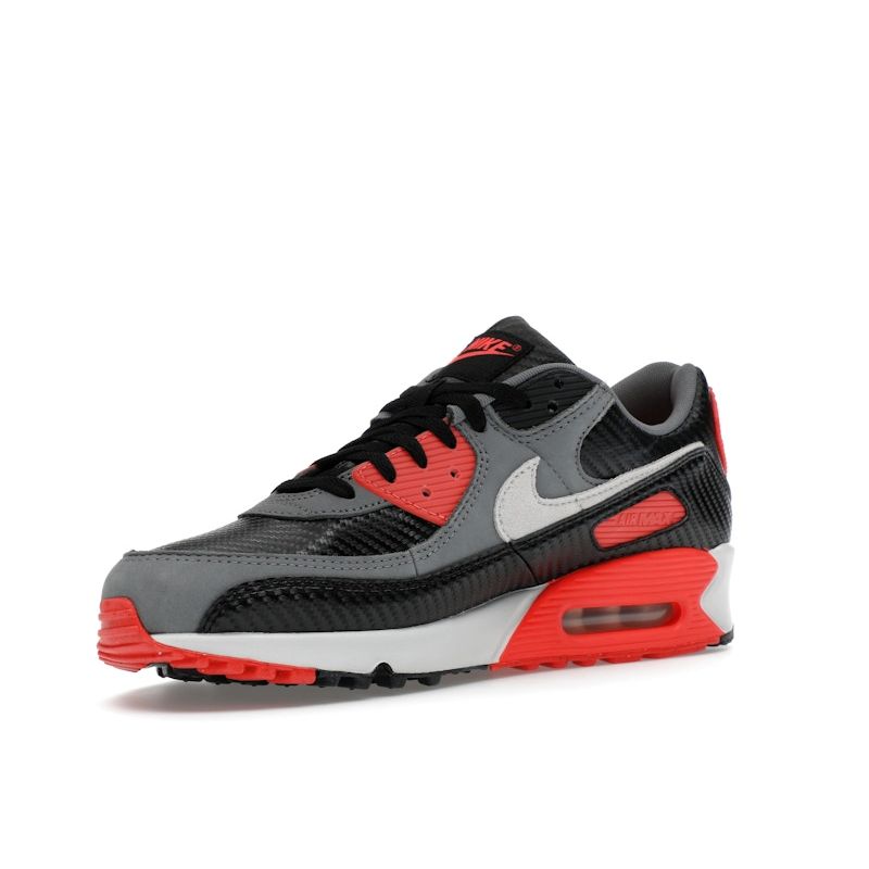 Nike Air Max 90 Premium Carbon Fiber Infrared Men Sneakers Black Cool-Grey Bright-Crimson HM9432-001