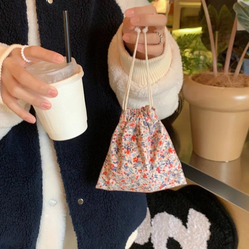 Cute Corduroy Small Lipstick Cosmetic Case Drawstring Storage Bag Women Jewelry Tote Packaging Pouch Bags Organizer bags