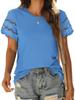 Women's Summer New Floral Lace Patchwork Short Sleeve T-Shirt Crew Neck Slim Fit Top