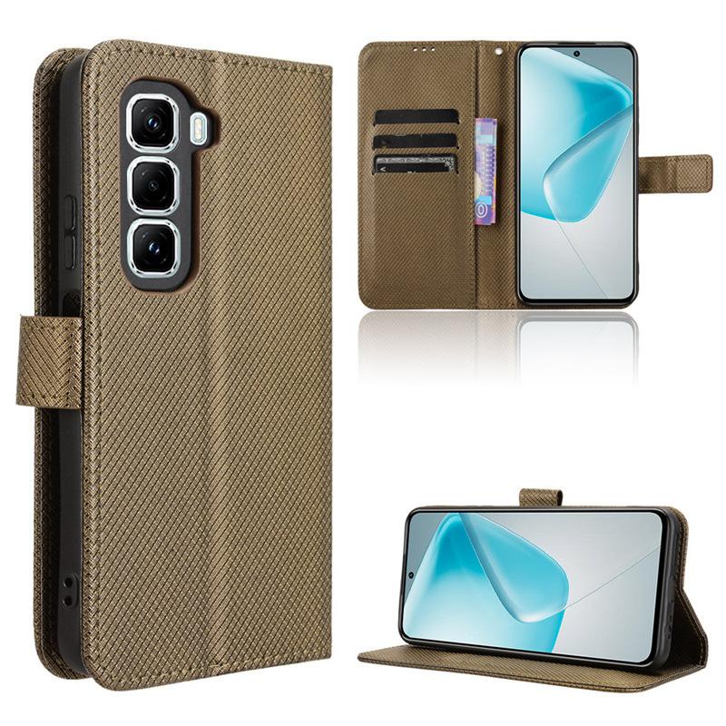 

Флип-чехол для Infinix Hot 50 Pro+ Plus 4G кожаный чехол [Flip Vintage Leather] кошелек ударопрочный прочный ретро-чехол для телефона коричневый