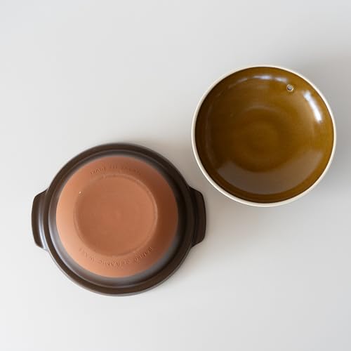 Banko Ware Earthenware Pot, No. 8, Serves 2-3, Medium, 1500ml, Microwave, Oven, and Direct Heat Safe, CLEA AKARI (Brown), Made in Japan, Product Numbe