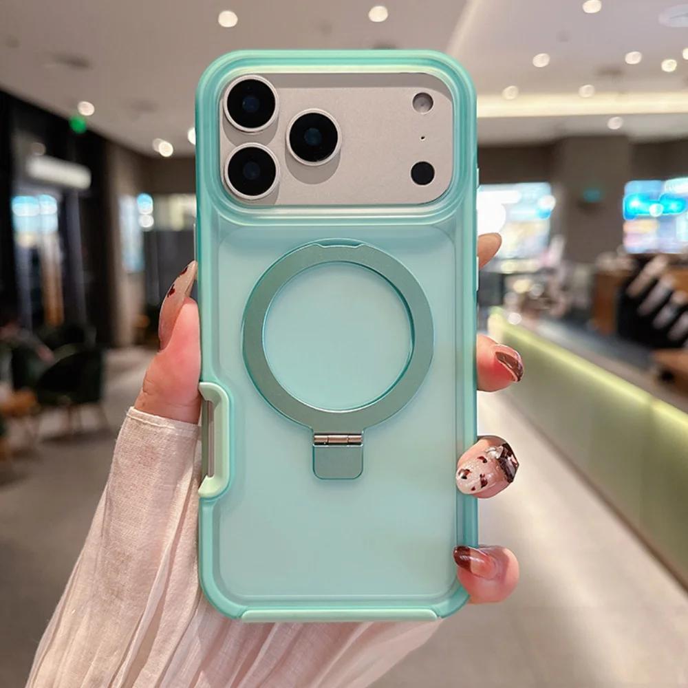

Armor Ring For Magsafe Holder Phone Case For iPhone 17 16 15 14 Pro Max Plus Magnetic Transparent Soft Bumper Shockproof Cover iPhone 14 ціан