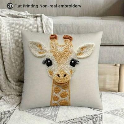 Giraffenmuster Kissenbezug Abnehmbarer Waschbarer Kissenbezug 2D Flachdruck Kissenhülle Heimsofa Dekor