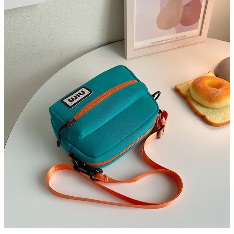 New Nylon Women's Bag Trendy Color Block Mini Square Purse Korean Style Crossbody Shoulder Bag