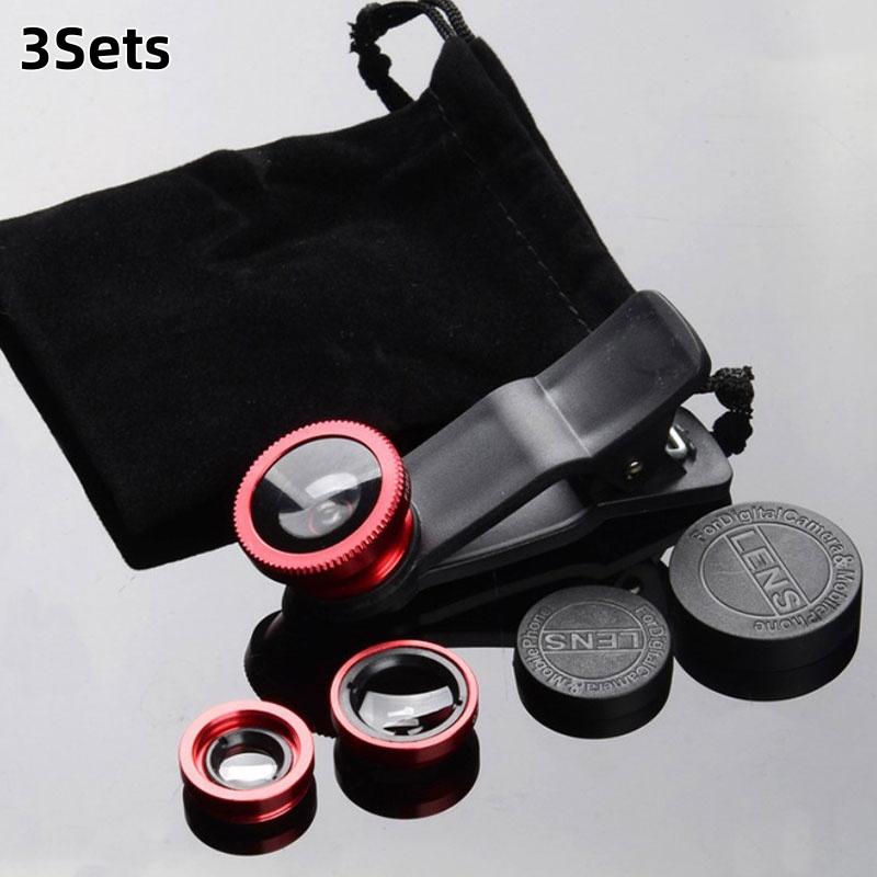 1 Set 3In1 Mobile Phone Fish Eye+Wide Angle+Macro Lightweight Camera Lens For Universal Cell Phone