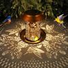 Solar-Powered Bird Feeder Hanging Garden Decor Waterproof Hollow Mushroom Light Outdoor Bird Supply