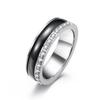 Neue Minimalistische Schwarz-Weiß-Serie Titanstahl mit Diamanten besetzt Funkelnder Diamant Trendiger Herren- und Damen-Neutraler Kaltwindring