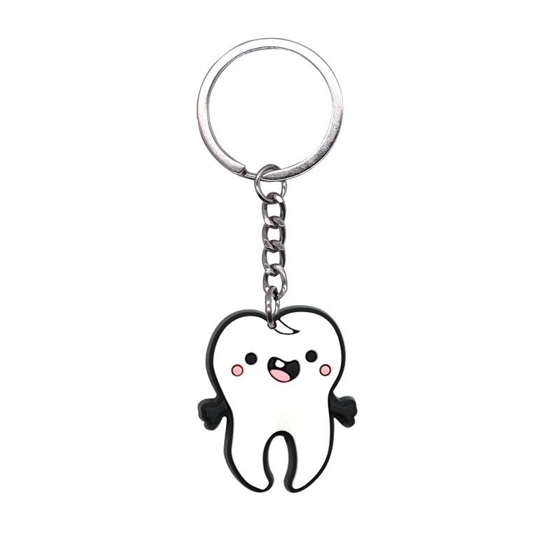 Dental Dentist Series Cute Cartoon Keychain Schoolbag Pendant Diy Key Ring Pendant Pvc Soft Glue Key Chain
