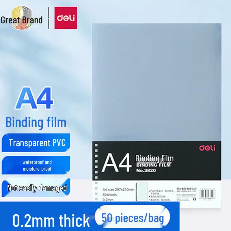 Deli 3820 A4 Transparent Binding Covers