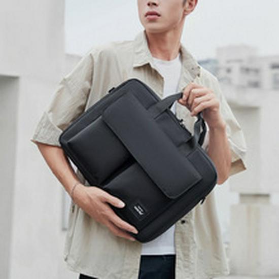 Men's Waterproof Oxford Cloth Crossbody Laptop Bag - Casual Business Shoulder Handbag, Shockproof Design