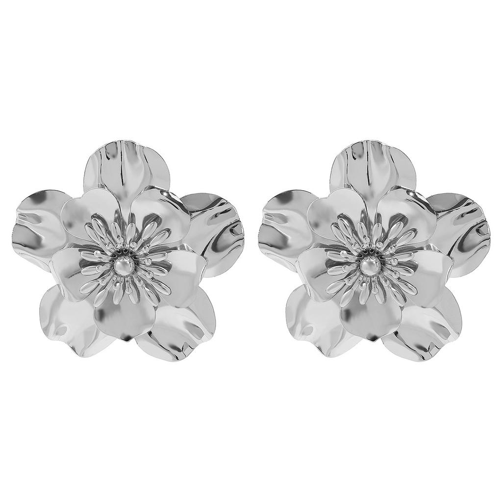 Wind Fashionable Retro Flower Earrings, Niche Design Sense Light Luxury Temperament Metal Wind Earrings