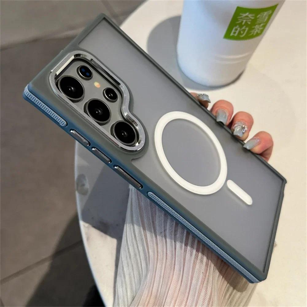

Matte Clear Magnetic Wireless Charging Phone Case for Samsung Galaxy S25 S22 S23 S24 Ultra Plus S23FE S24FE Magsafe Cover Galaxy S23