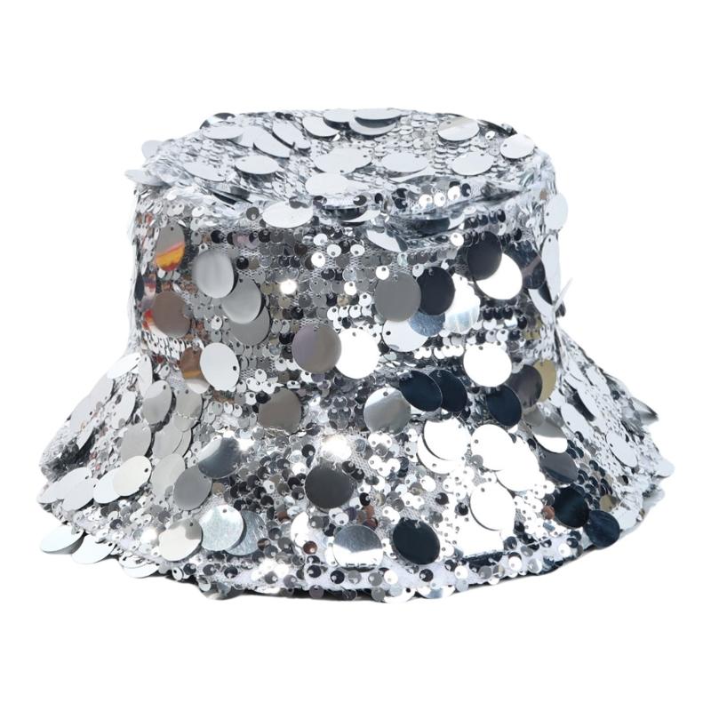

Shimmer Sun Sequins Hat Unisex Outdoor Fisherman Hat Light weight Bucket Hat for Fishing and Outdoor Fashion срібний