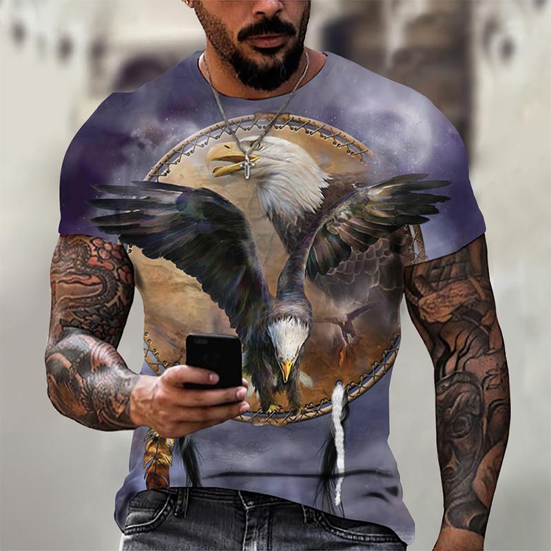 XXS-6XL Plus Size T-shirt 3D Printed Funny Eagle T Shirt For Men Cool Animal Pattern Tees Summer Loose O Neck Short Sleeve Tops