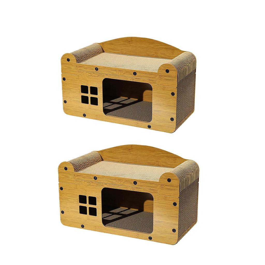 Cat Corrugated House Scratcher Pad Toy 2 In 1 Hideaway Scratcher Board Play House for Small Animals Kitten Home Decor Pet Toy