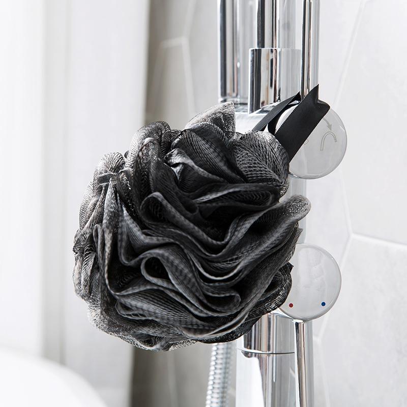 Soft Black Loofah Shower Sponge Exfoliating Bath Ball PE Skin‑friendly Body Scrubber for Glowing Skin Home Dormitory Supplies